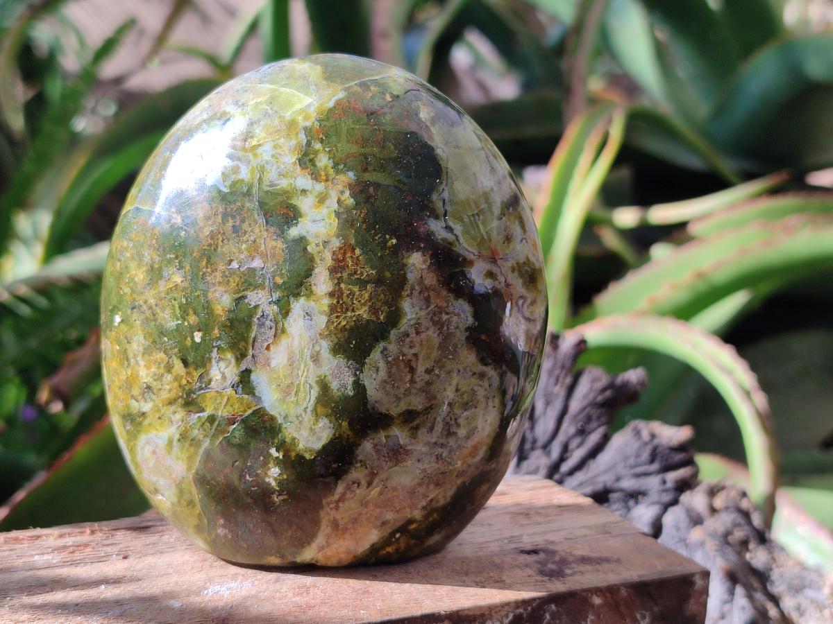 Polished Green Opal Standing Free Forms x 3 From Betroka, Madagascar - Toprock Gemstones and Minerals 