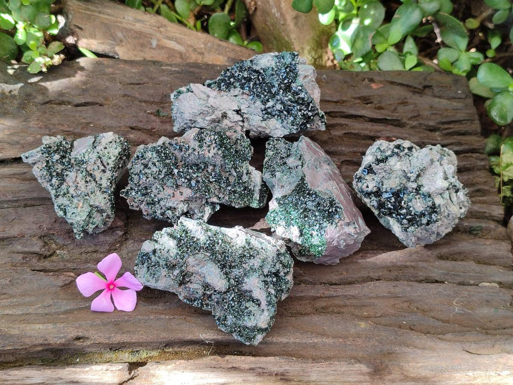 Natural Libethenite Crystals on Dolomite Matrix Specimens x 6 From Shituru, Congo - Toprock Gemstones and Minerals 