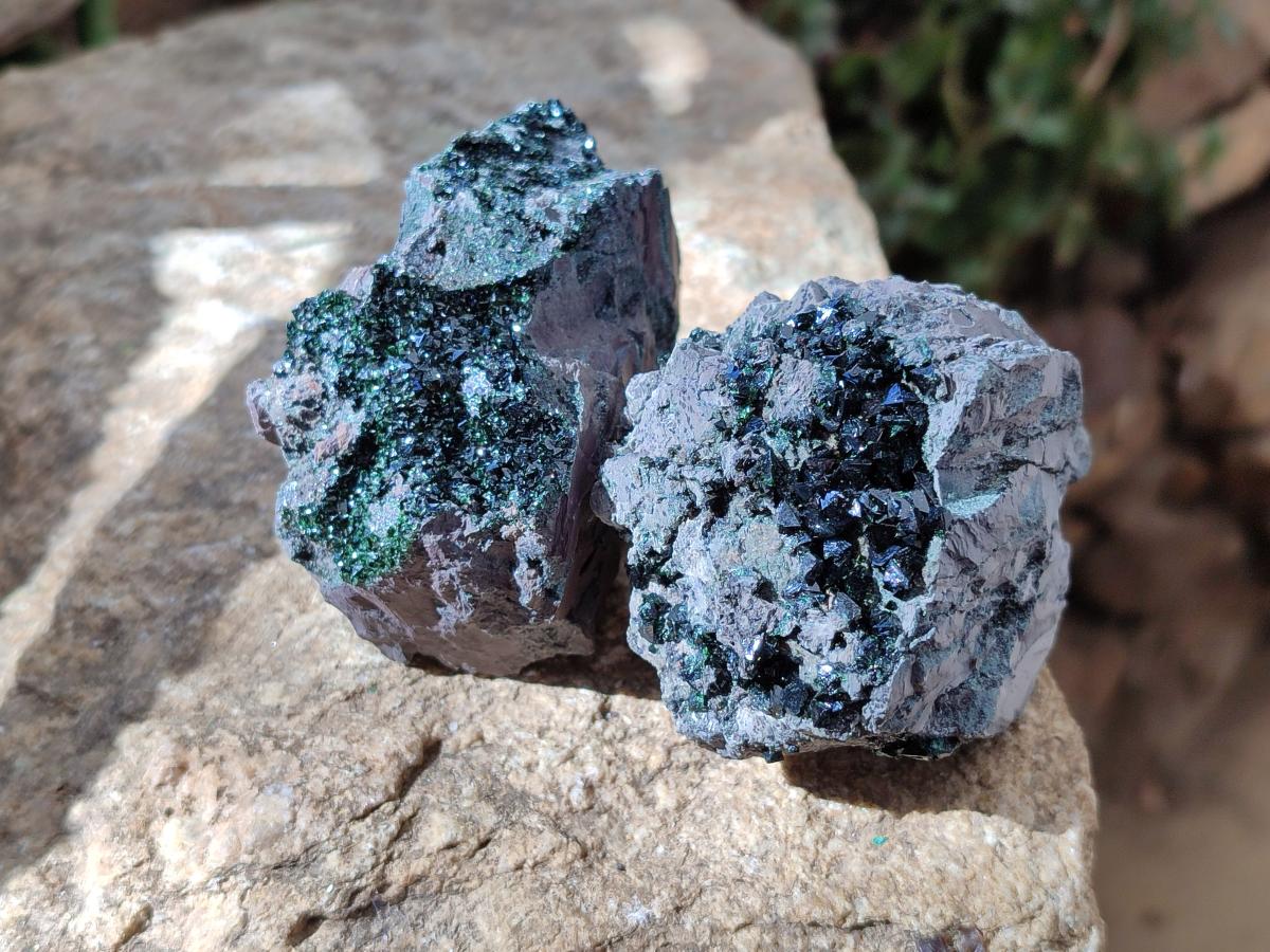 Natural Libethenite Crystals on Dolomite Matrix Specimens x 6 From Shituru, Congo - Toprock Gemstones and Minerals 