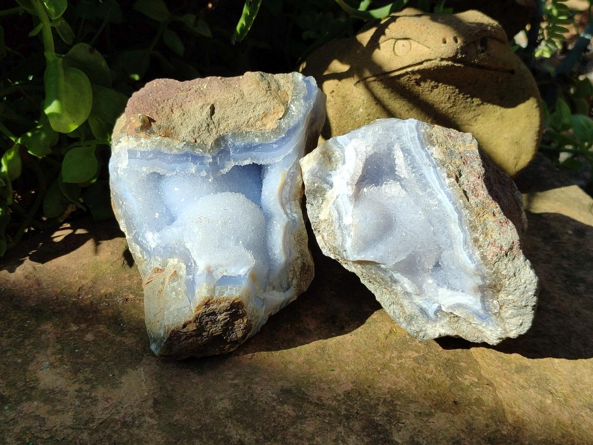 Natural Blue Lace Agate Specimens x 2 From Nsanje, Malawi