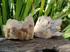 Natural Phantom Cascading Smokey Luena Quartz Clusters x 2 From Luena, Congo