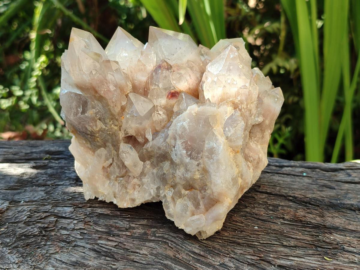 Natural Phantom Cascading Smokey Luena Quartz Clusters x 2 From Luena, Congo