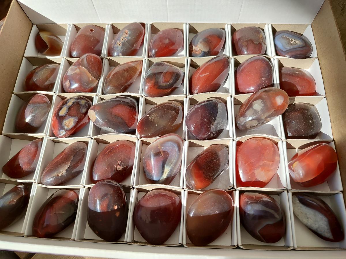 Polished Red Shashe River Agate Free Forms x 35 From Shashe River, Zimbabwe
