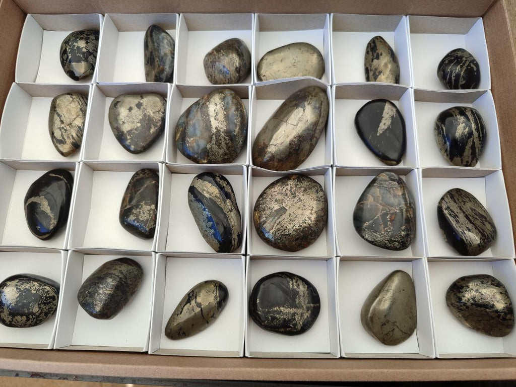 Polished Basalt Pharaoh Stone Galets x 24 From Iron Duke Mine, Zimbabwe