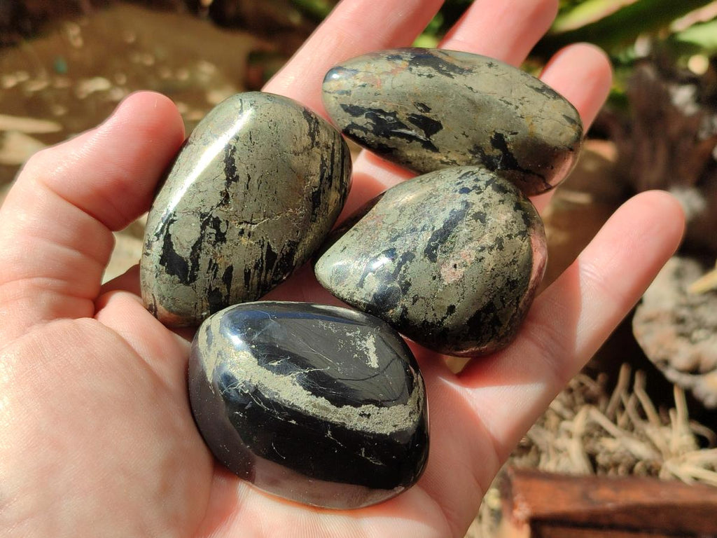Polished Basalt Pharaoh Stone Galets x 24 From Iron Duke Mine, Zimbabwe