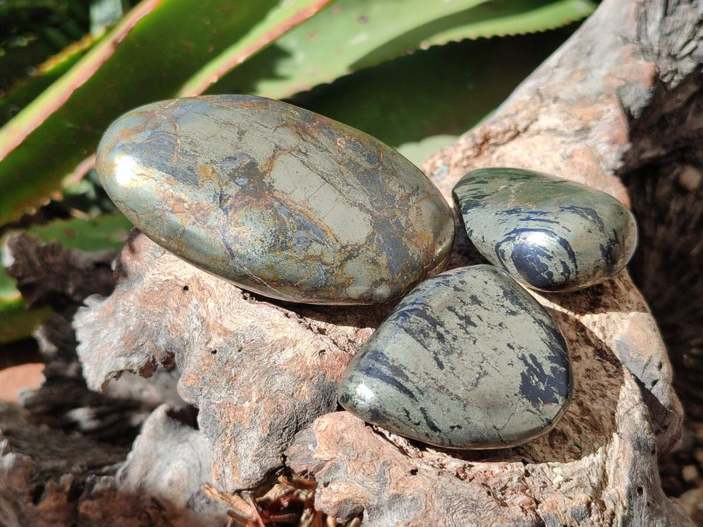 Polished Basalt Pharaoh Stone Galets x 24 From Iron Duke Mine, Zimbabwe