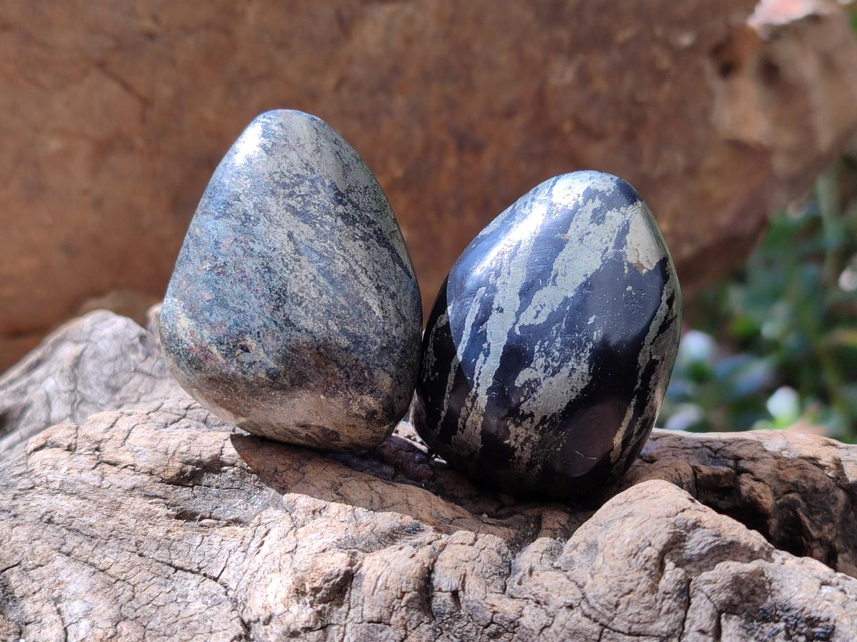 Polished Basalt Pharaoh Stone Galets x 24 From Iron Duke Mine, Zimbabwe