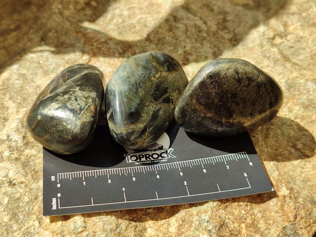 Polished Basalt Pharaoh Stone Galets x 24 From Iron Duke Mine, Zimbabwe