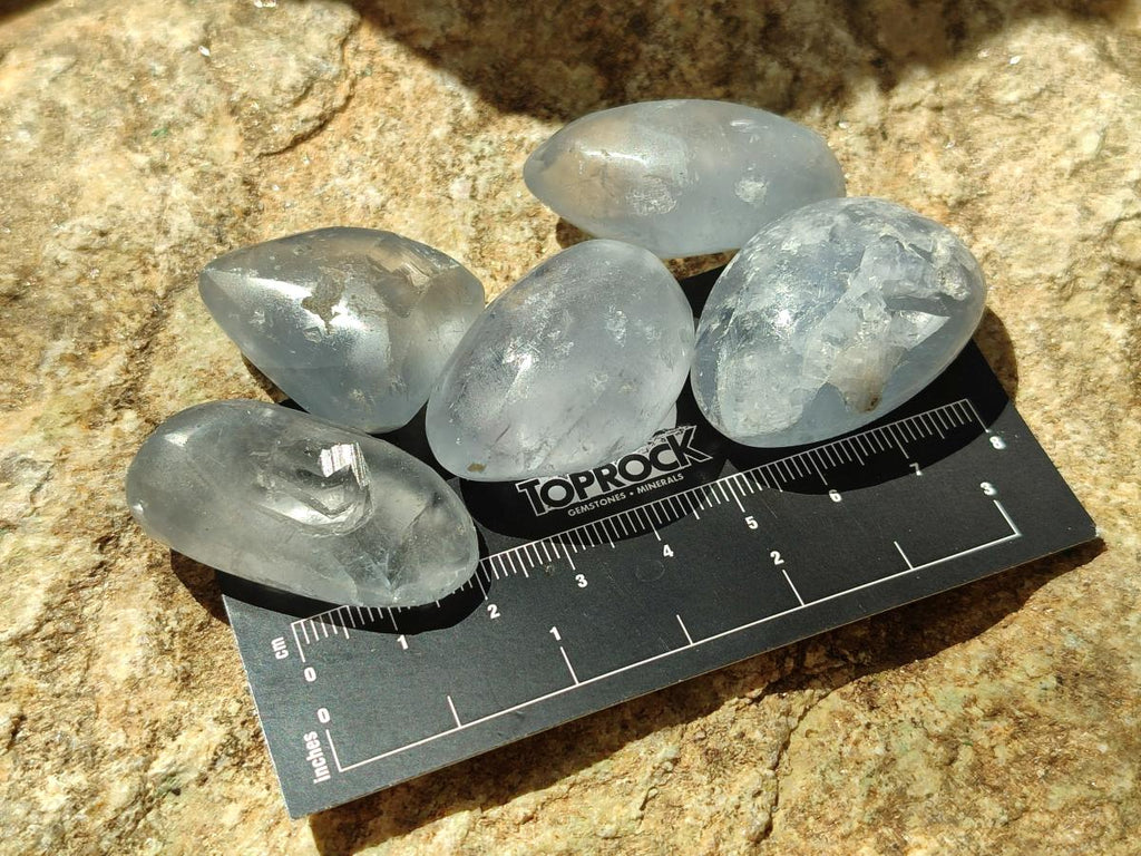 Polished Blue Celestite Free Forms x 70 From Sakoany, Madagascar