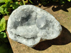 Natural Blue Celestite Geode Cluster Specimens x 2 From Sakoany, Madagascar