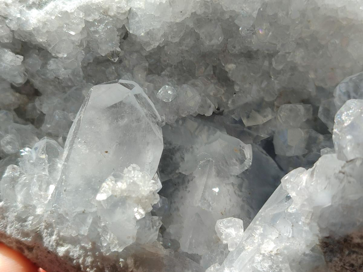Natural Blue Celestite Geode Cluster Specimens x 2 From Sakoany, Madagascar