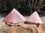 Polished Gemmy Rose Quartz Pyramids x 6 From Madagascar