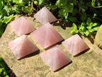 Polished Gemmy Rose Quartz Pyramids x 6 From Madagascar