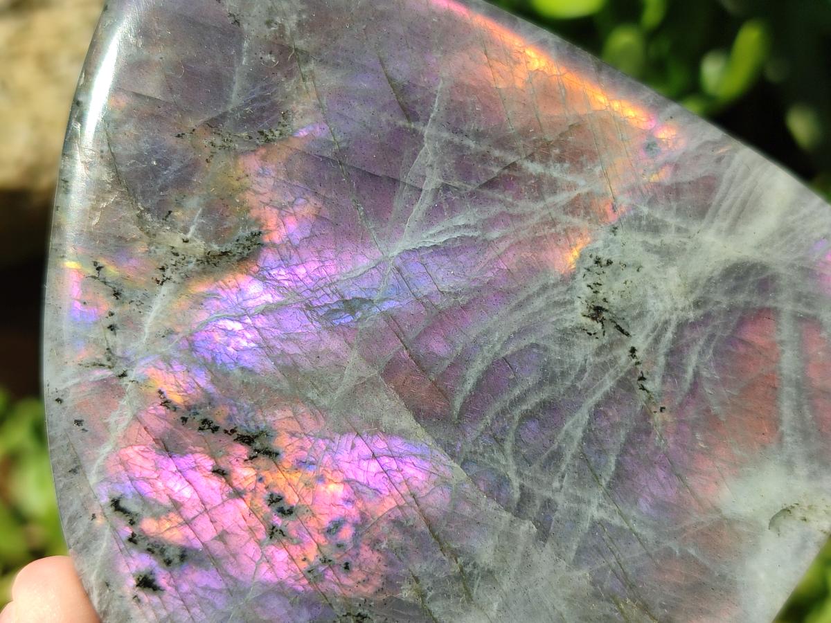 Polished Rare Purple Sunset Flash Labradorite Standing Free Forms x 3 From Madagascar - Toprock Gemstones and Minerals 