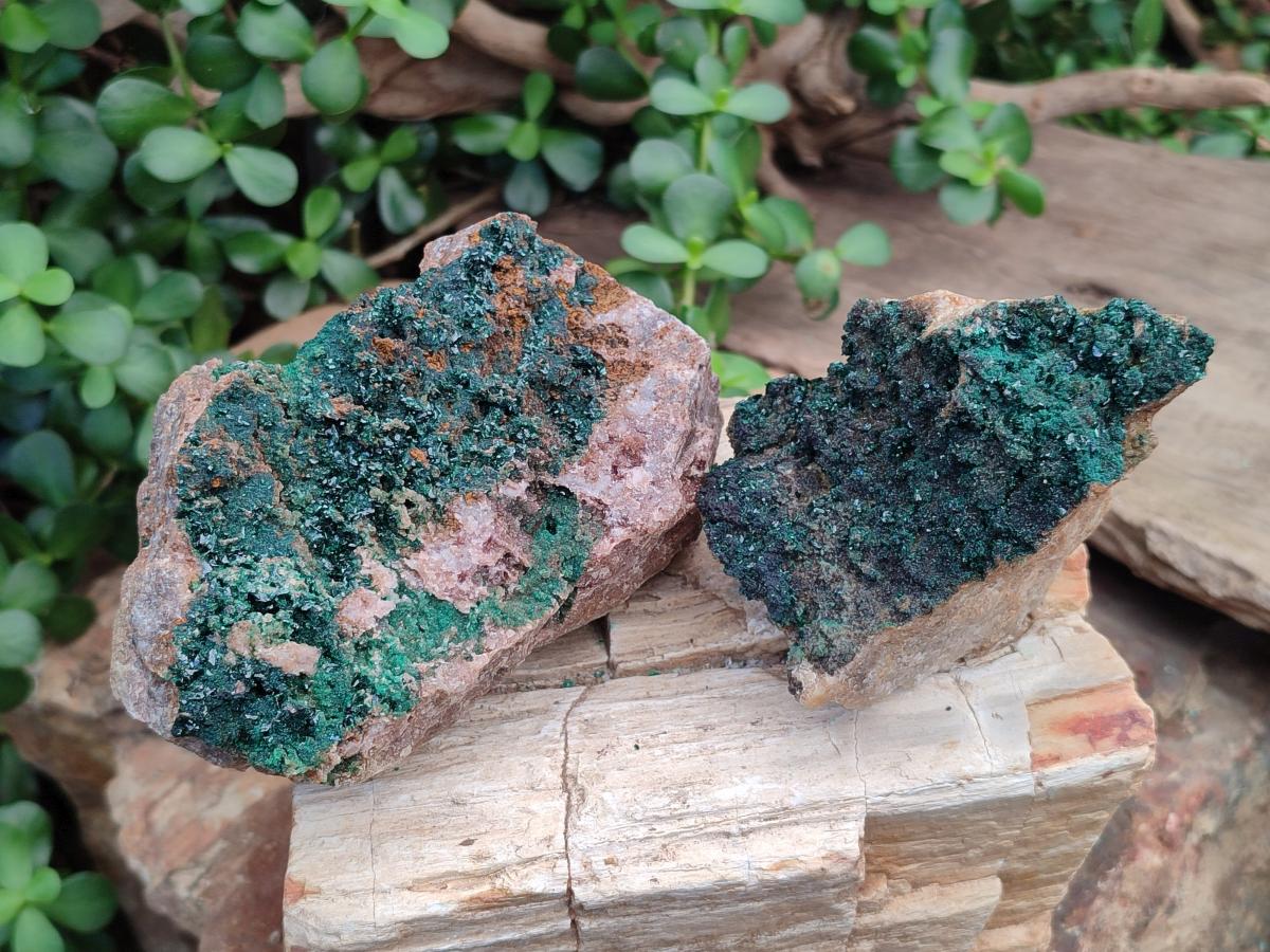 Natural Crystalline Malachite Specimens x 2 From Tenke Fungurume, Congo - Toprock Gemstones and Minerals 