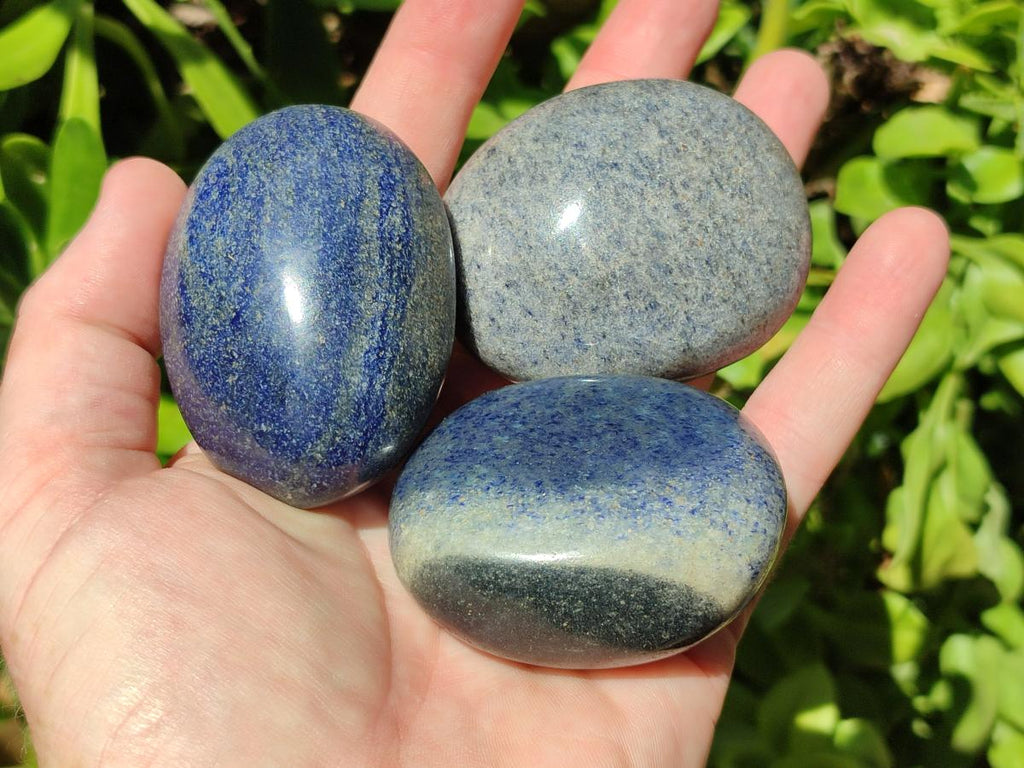 Polished Lazulite Galets x 24 From Madagascar - Toprock Gemstones and Minerals 