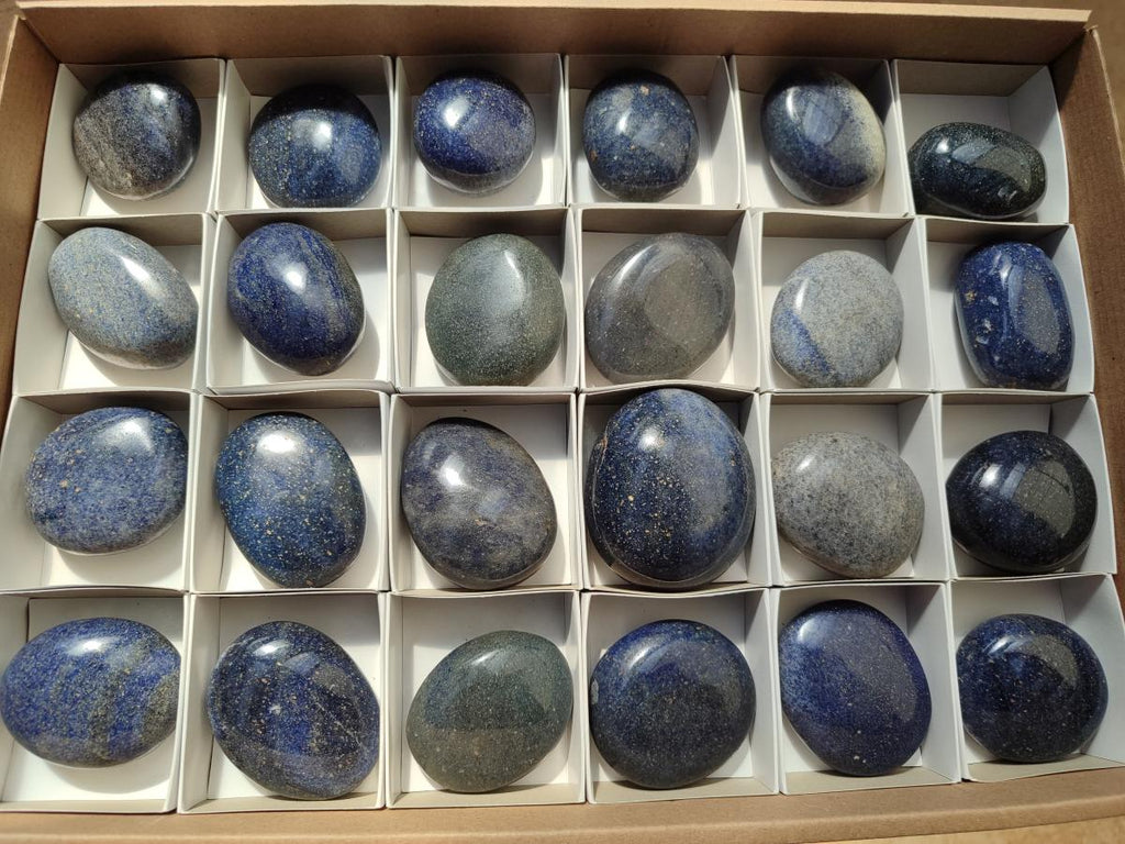 Polished Lazulite Galets x 24 From Madagascar - Toprock Gemstones and Minerals 