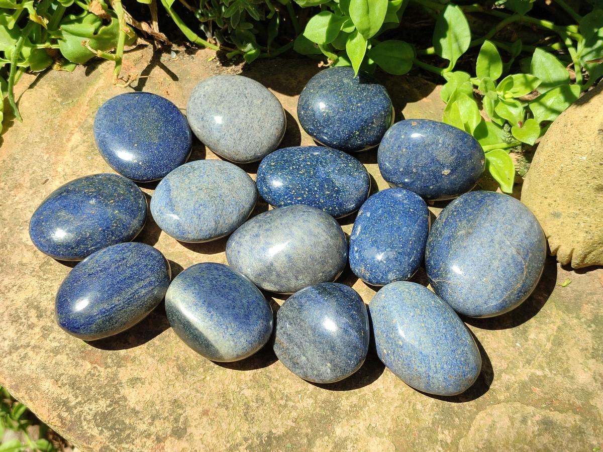 Polished Lazulite Galets x 24 From Madagascar - Toprock Gemstones and Minerals 