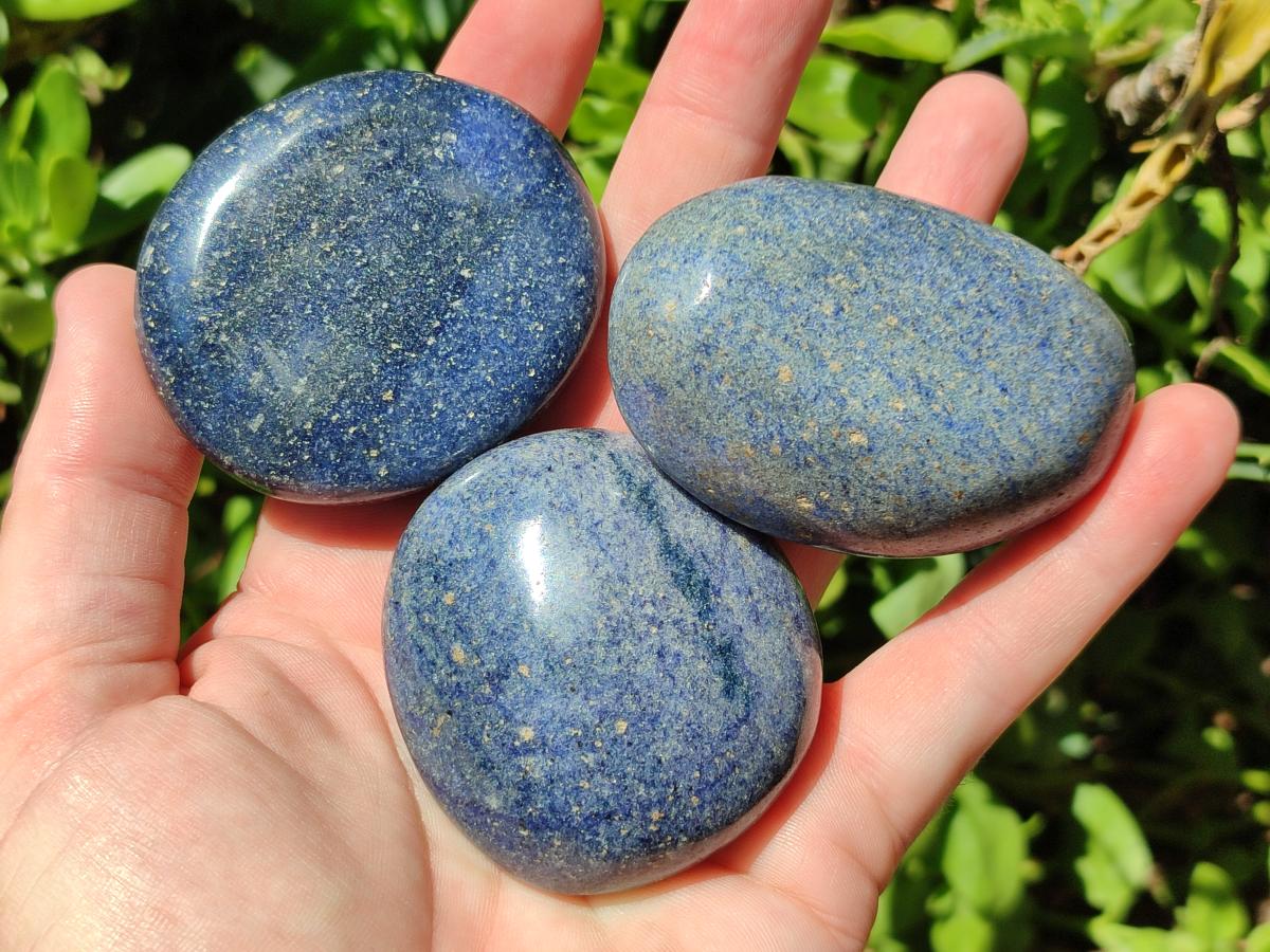 Polished Lazulite Galets x 24 From Madagascar - Toprock Gemstones and Minerals 