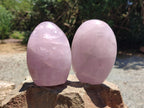Polished Gemmy Rose Quartz Standing Free Forms x 2 From Madagascar - Toprock Gemstones and Minerals 