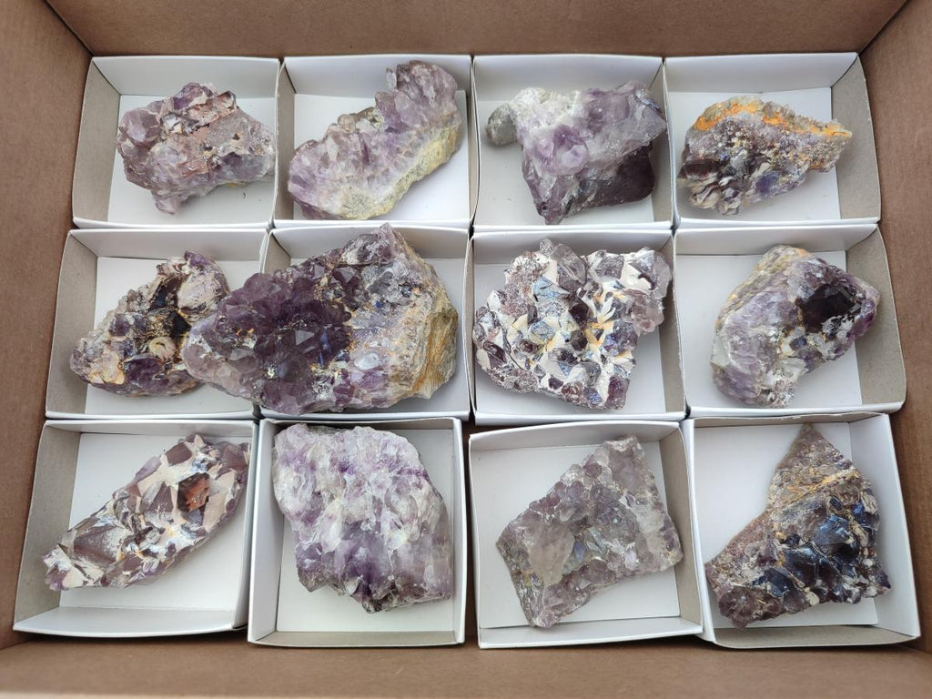 Natural Rare Amethyst Asylum Quartz Clusters x 12 From Luena, Congo - Toprock Gemstones and Minerals 