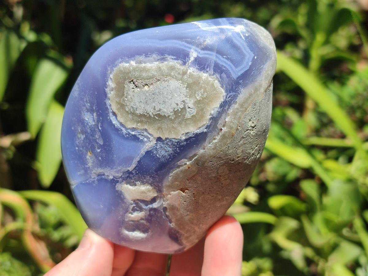 Polished Blue Lace Agate Standing Free Forms x 3 From Nsanje, Malawi - Toprock Gemstones and Minerals 