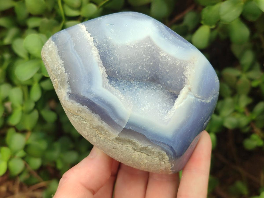 Polished Blue Lace Agate Standing Free Forms x 3 From Nsanje, Malawi - Toprock Gemstones and Minerals 