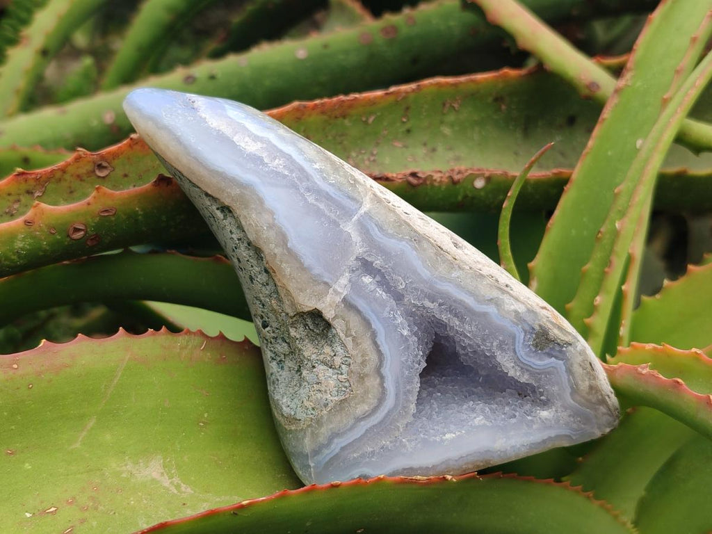 Polished Blue Lace Agate Standing Free Forms x 3 From Nsanje, Malawi - Toprock Gemstones and Minerals 