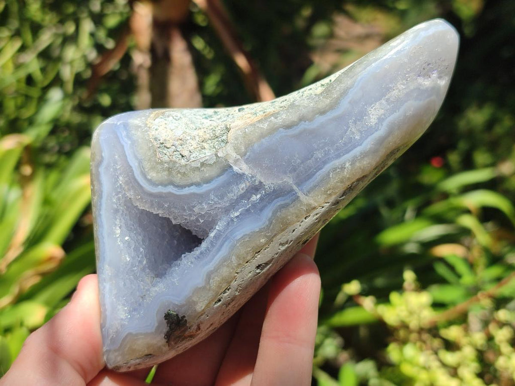 Polished Blue Lace Agate Standing Free Forms x 3 From Nsanje, Malawi - Toprock Gemstones and Minerals 