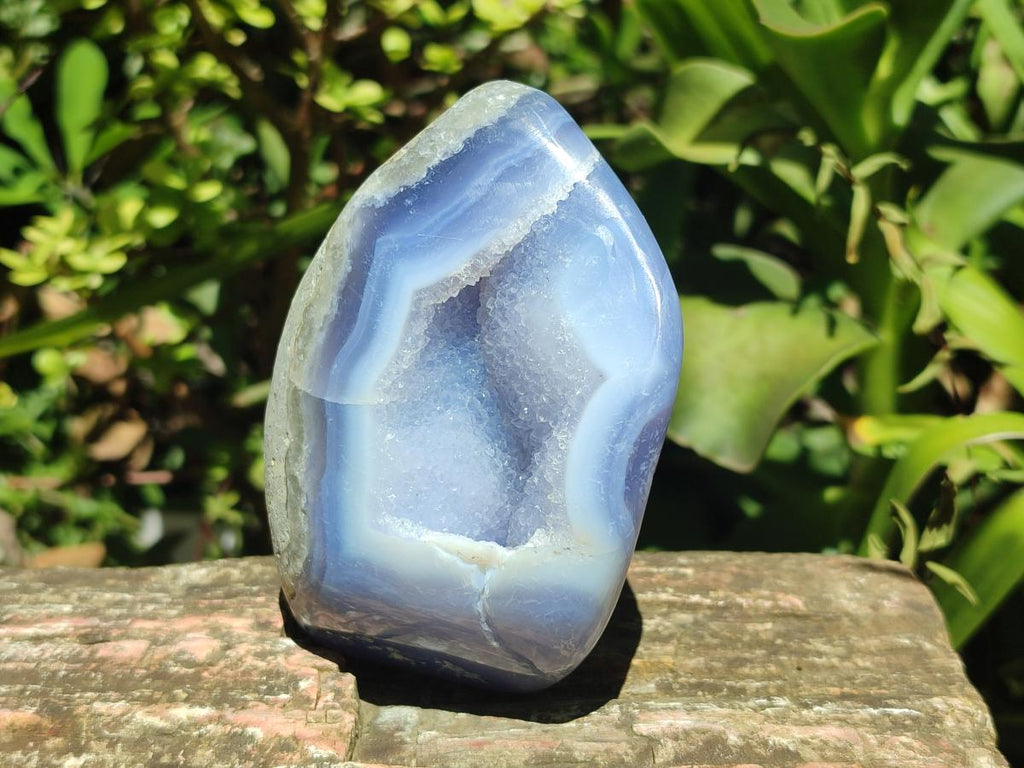 Polished Blue Lace Agate Standing Free Forms x 3 From Nsanje, Malawi - Toprock Gemstones and Minerals 