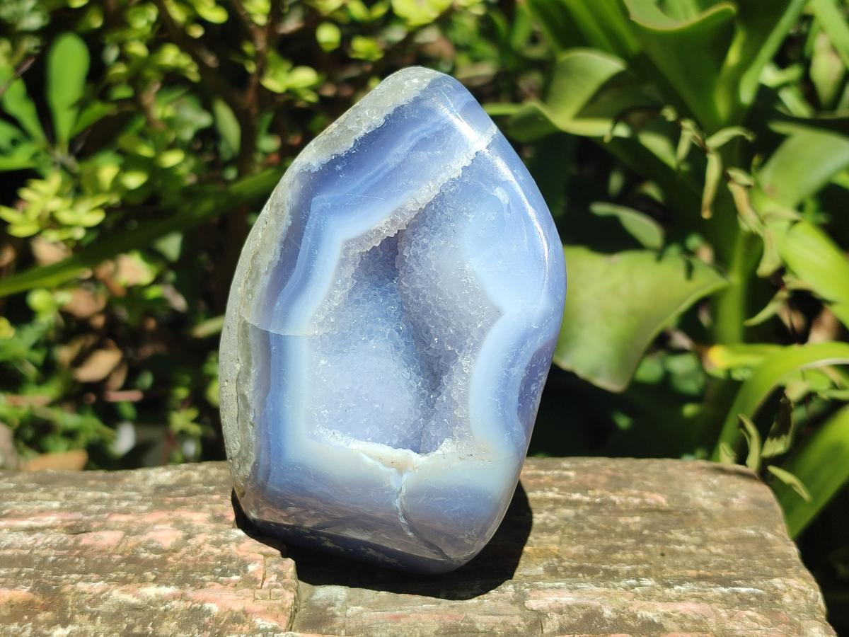 Polished Blue Lace Agate Standing Free Forms x 3 From Nsanje, Malawi - Toprock Gemstones and Minerals 