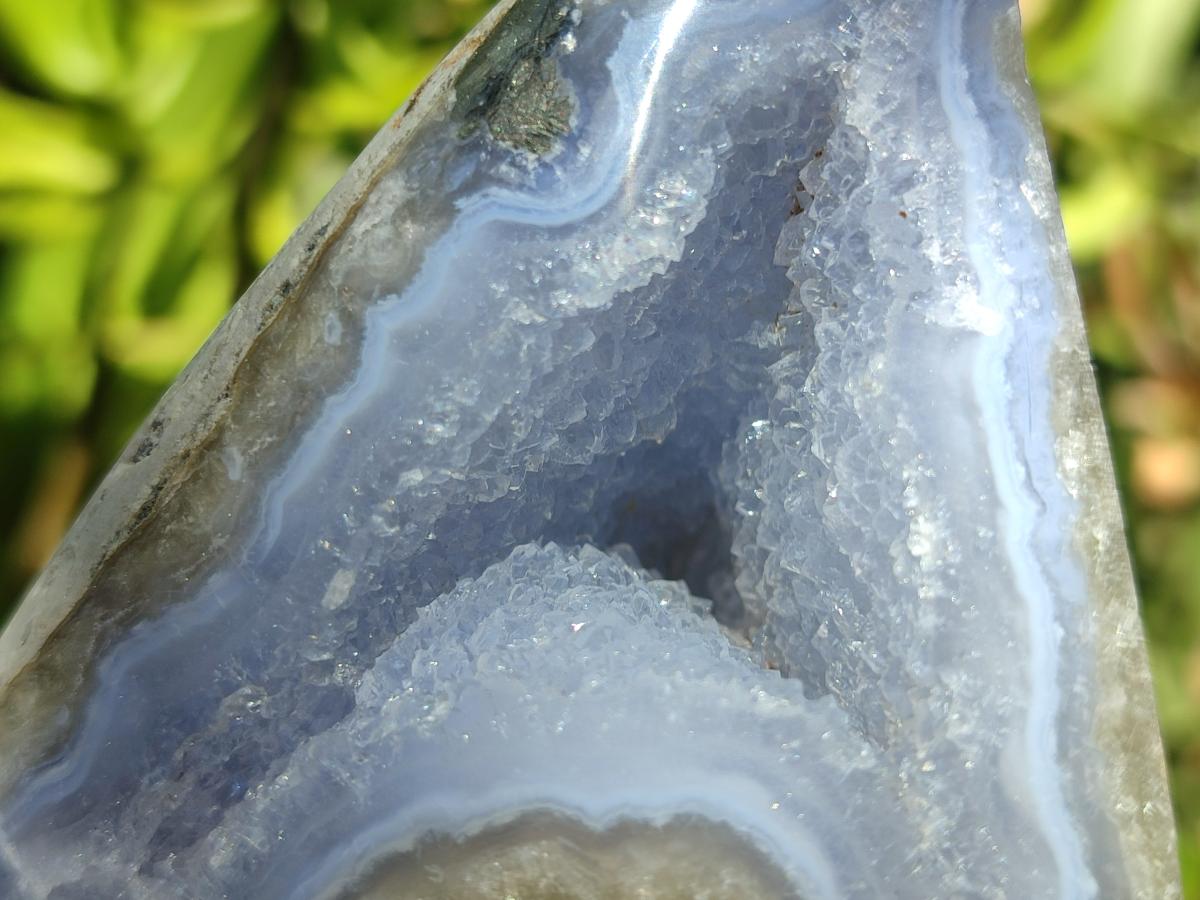 Polished Blue Lace Agate Standing Free Forms x 3 From Nsanje, Malawi - Toprock Gemstones and Minerals 