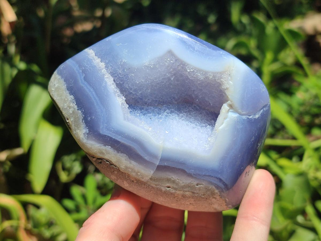 Polished Blue Lace Agate Standing Free Forms x 3 From Nsanje, Malawi - Toprock Gemstones and Minerals 