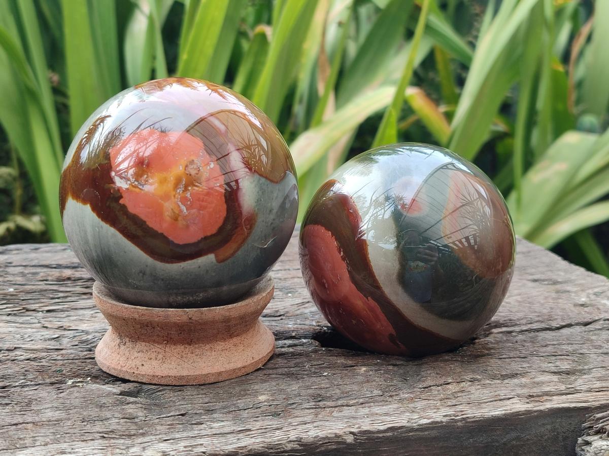 Polished Polychrome Jasper Spheres x 3 From NW Coast, Madagascar - Toprock Gemstones and Minerals 