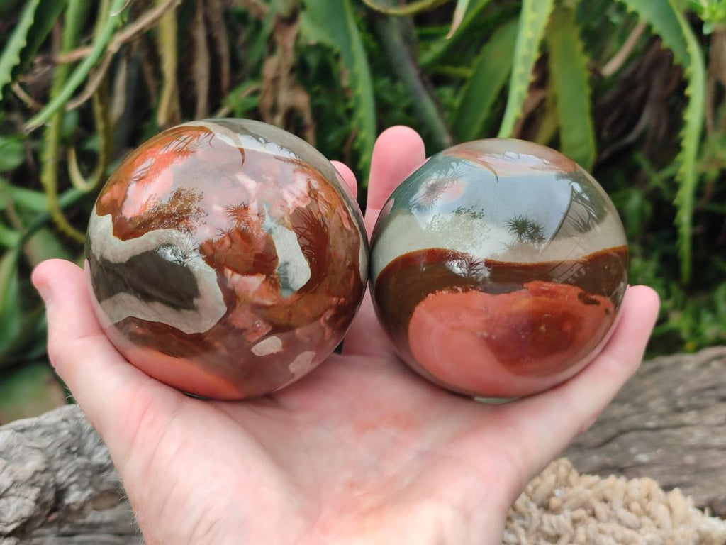 Polished Polychrome Jasper Spheres x 3 From NW Coast, Madagascar - Toprock Gemstones and Minerals 