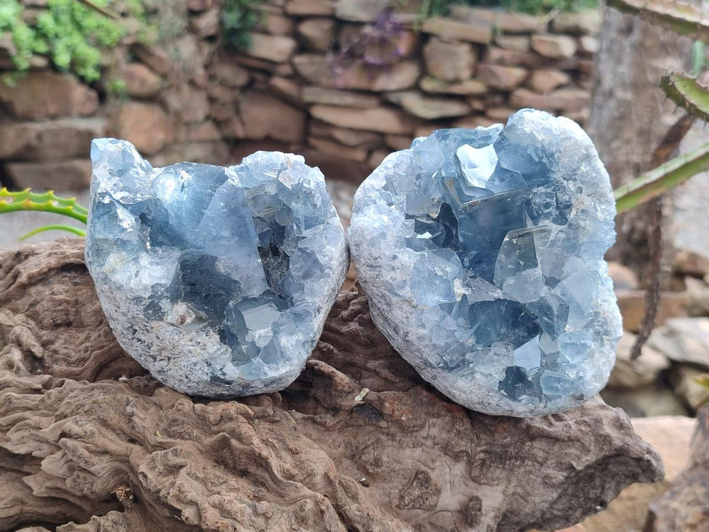 Natural Blue Celestite Cluster Specimens x 2 From Sakoany, Madagascar - Toprock Gemstones and Minerals 