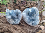 Natural Blue Celestite Cluster Specimens x 2 From Sakoany, Madagascar - Toprock Gemstones and Minerals 