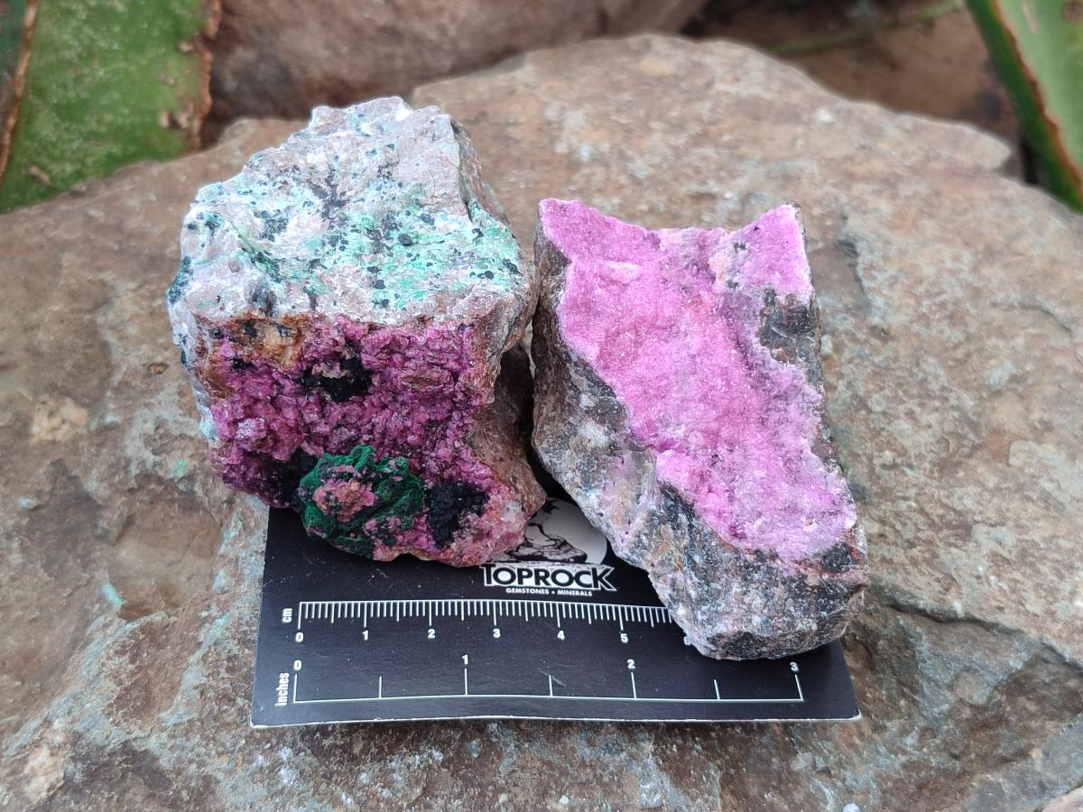 Natural Salrose Cobaltion Dolomite Specimens with Silky Malachite Crystals x 6 From Kakanda, Congo - Toprock Gemstones and Minerals 