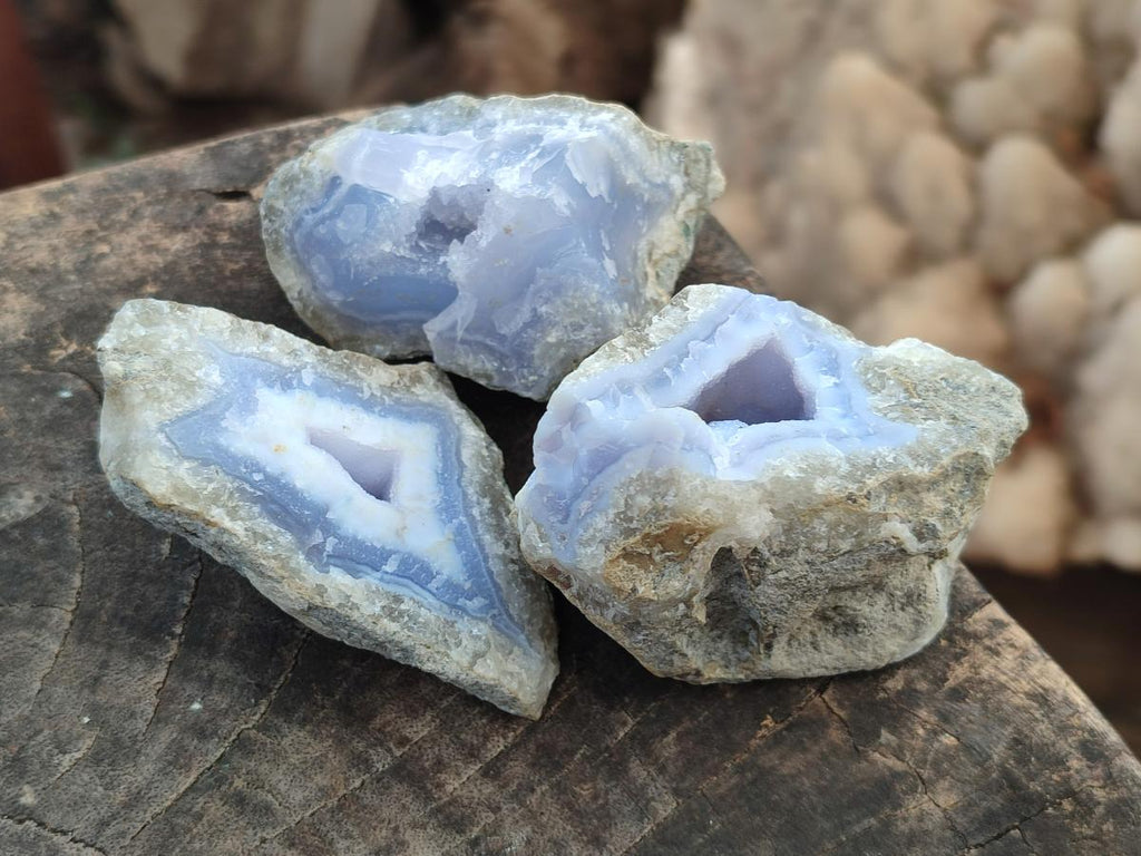 Natural Blue Lace Agate Geode Specimens x 24 From Nsanje, Malawi - Toprock Gemstones and Minerals 