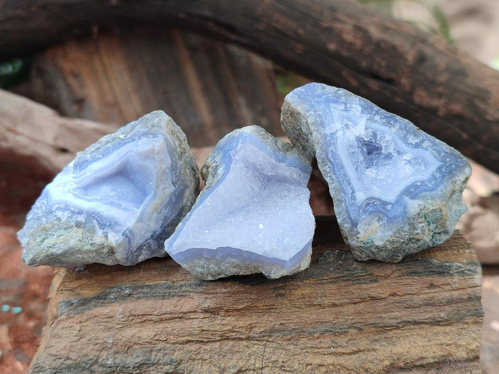 Natural Blue Lace Agate Geode Specimens x 24 From Nsanje, Malawi - Toprock Gemstones and Minerals 