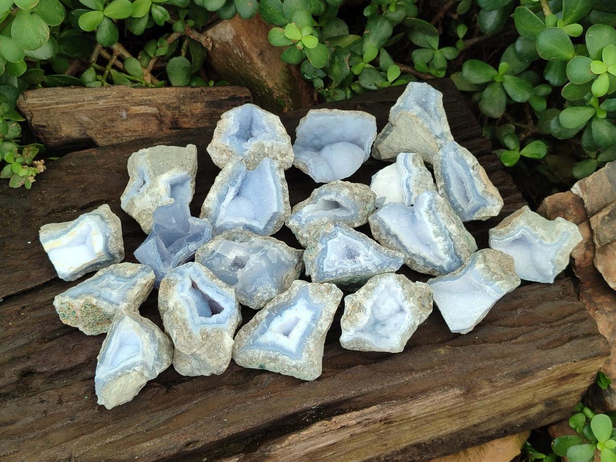 Natural Blue Lace Agate Geode Specimens x 24 From Nsanje, Malawi - Toprock Gemstones and Minerals 