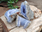 Natural Blue Lace Agate Geode Specimens x 24 From Nsanje, Malawi - Toprock Gemstones and Minerals 