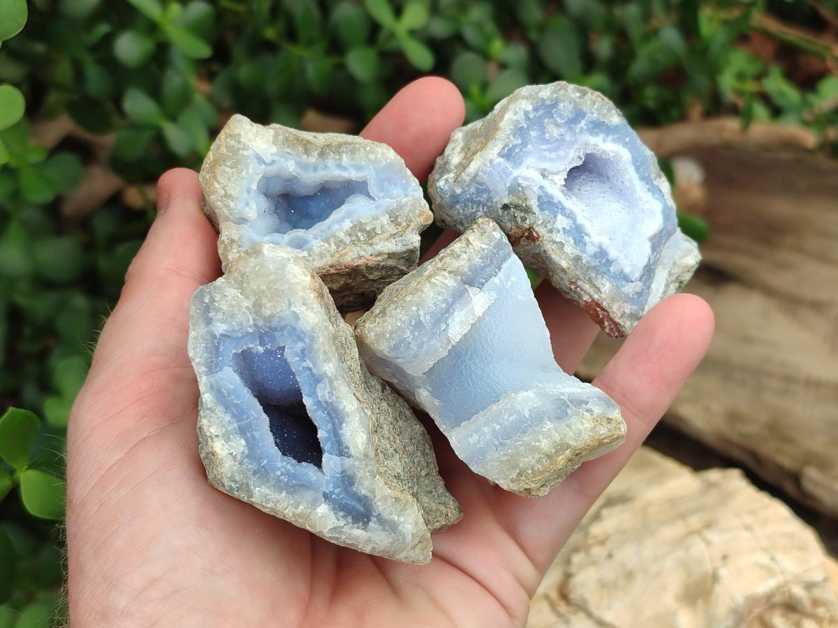 Natural Blue Lace Agate Geode Specimens x 24 From Nsanje, Malawi - Toprock Gemstones and Minerals 