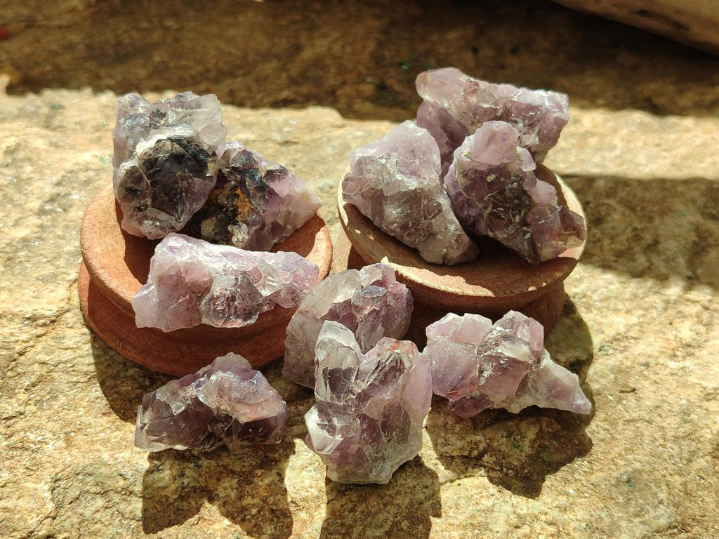 Natural Rare Small Amethyst Asylum Quartz Clusters x 70 From Luena, Congo - Toprock Gemstones and Minerals 
