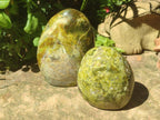 Polished Green Opal Standing Free Forms x 2 From Betroka, Madagascar - Toprock Gemstones and Minerals 