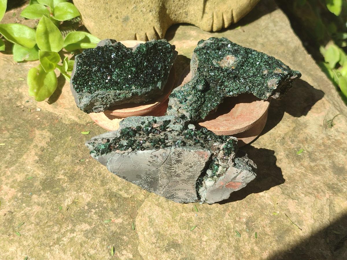 Natural Libethenite Crystals on Dolomite Matrix Specimens x 6 From Shituru, Congo - Toprock Gemstones and Minerals 