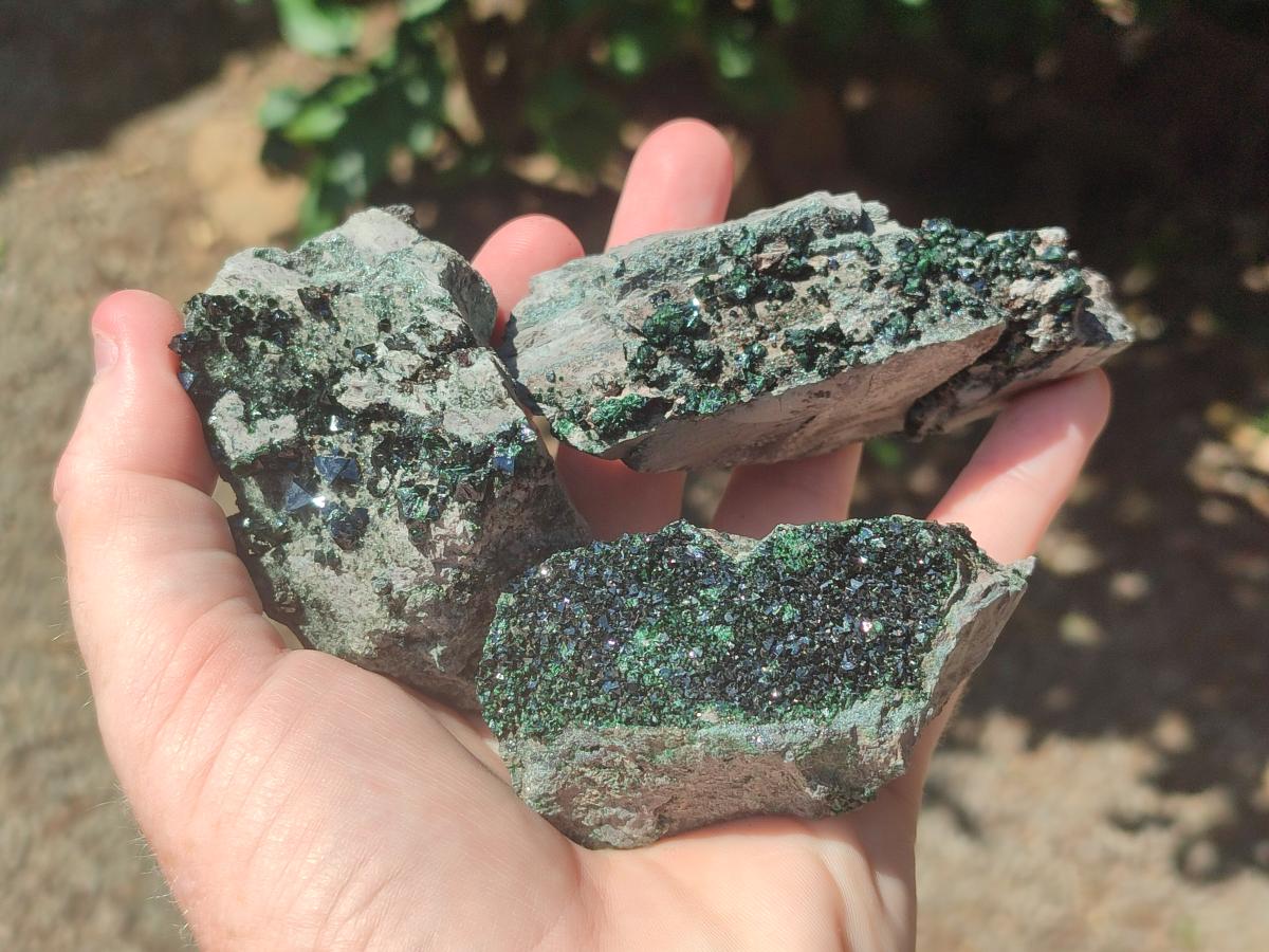 Natural Libethenite Crystals on Dolomite Matrix Specimens x 6 From Shituru, Congo - Toprock Gemstones and Minerals 