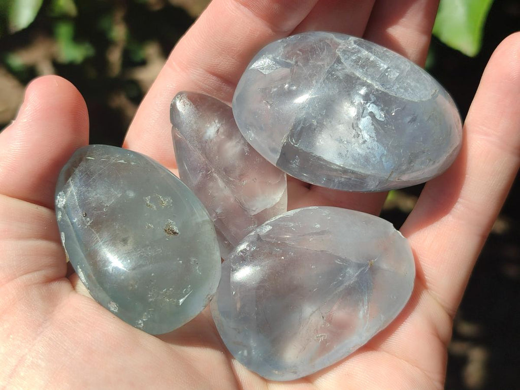 Polished Mini Blue Celestite Free Forms x 12 From Sakoany, Madagascar - Toprock Gemstones and Minerals 