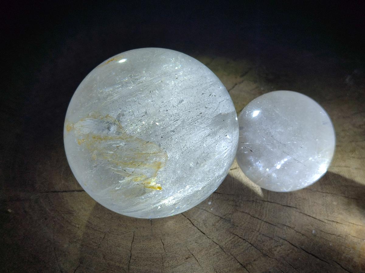 Polished Clear Quartz Crystal Balls x 2 From Madagascar - Toprock Gemstones and Minerals 