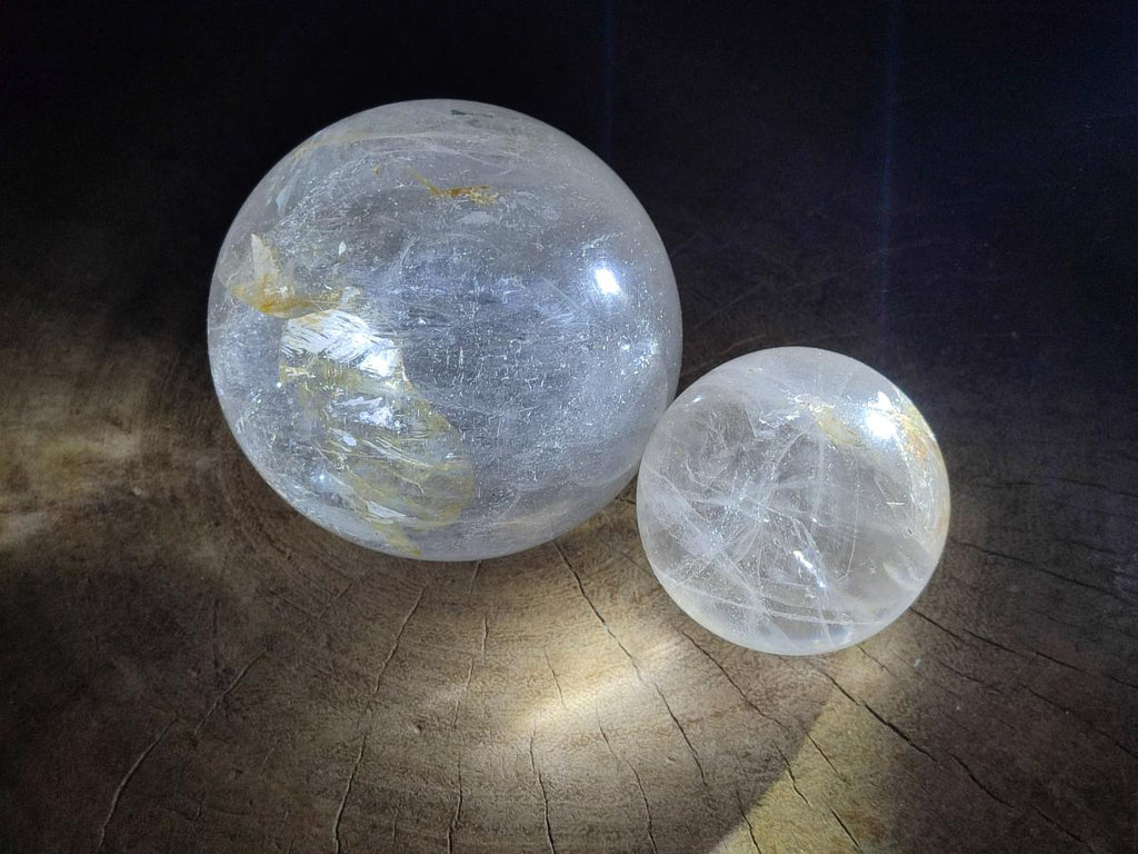 Polished Clear Quartz Crystal Balls x 2 From Madagascar - Toprock Gemstones and Minerals 